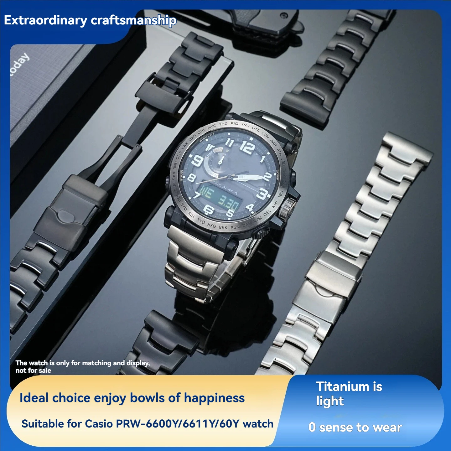 23 مللي متر 24 مللي متر الرجال سبائك التيتانيوم حزام الساعات لساعة كاسيو PRG-600/650 PRW-6600 PRG-60/50 // 30/70Y حزام سوار مقاوم للماء