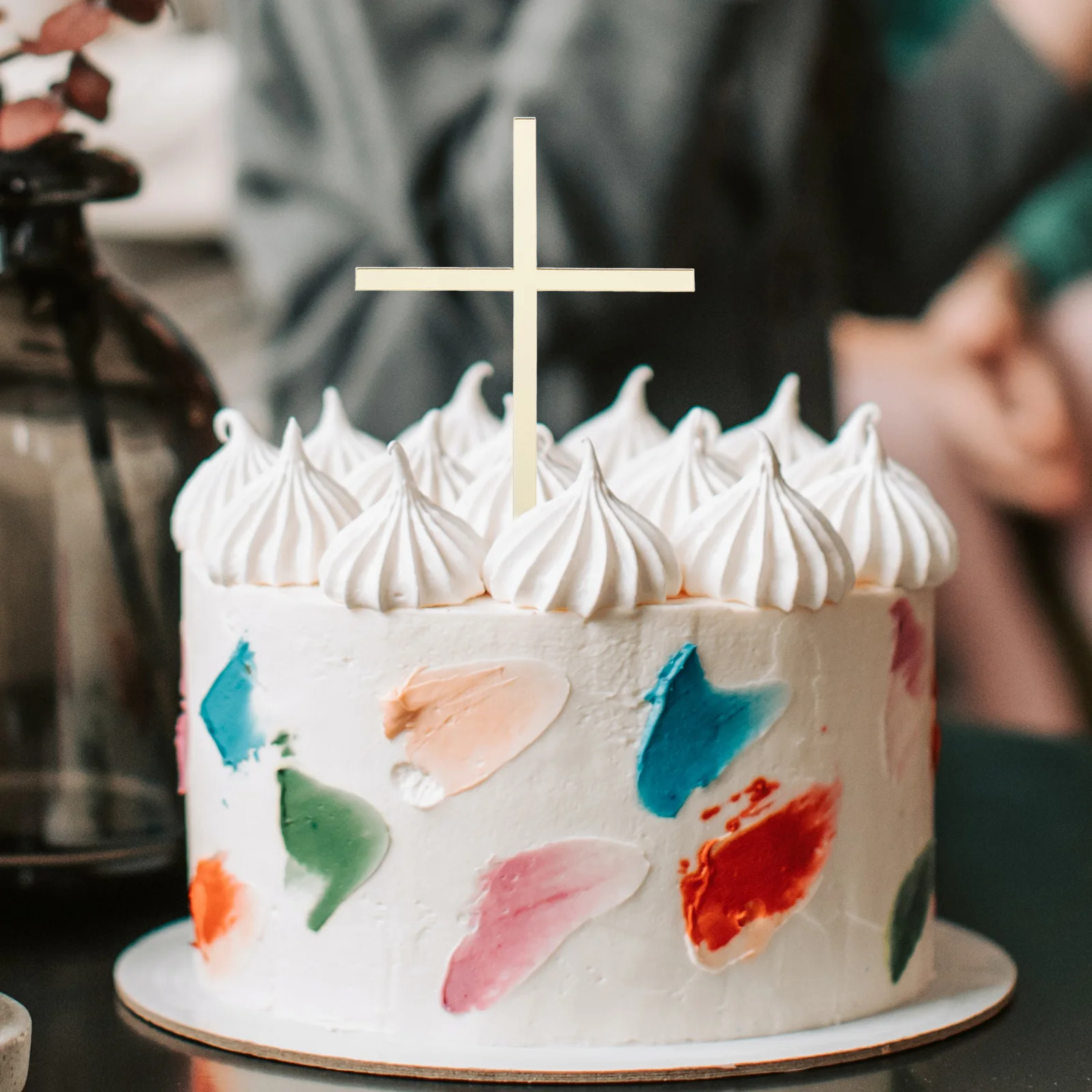 

10pcs Cross Creative Cake Inserts Decoration Acrylic Mirror Gold Baptism Theme Parties Birthday Celebrations Cake Inserts