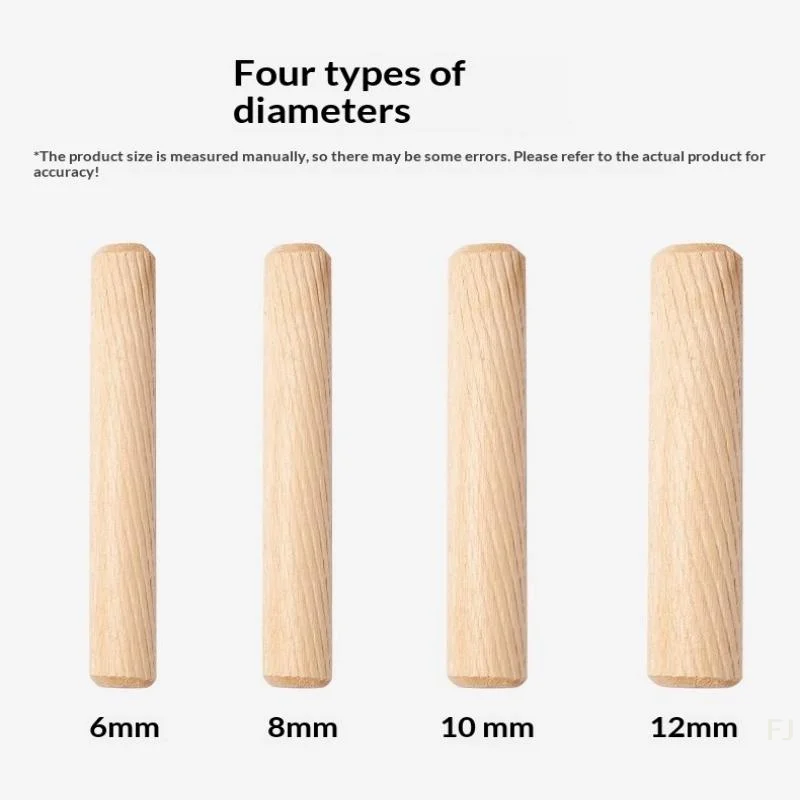 [YU]100Pcs Wooden Dowel Cabinet Drawer Round Fluted Wood Craft Dowel Pins Rods Set Furniture Fitting Wooden Dowel Pin