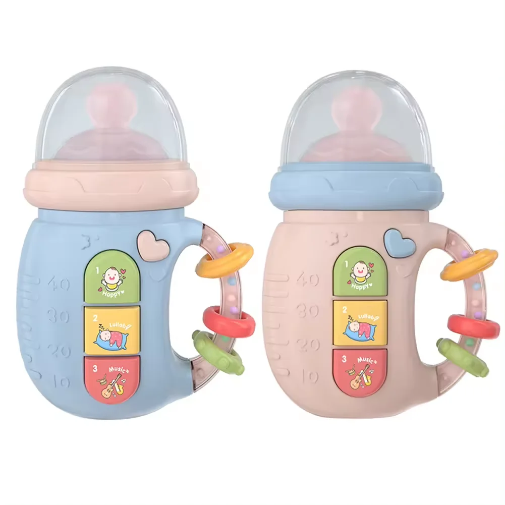 Educational Rattles Music Feeding Bottle Night Light Sooth Vocal Pacifier Newborn Soft Teether Mobile Baby Milk Drink Toy Gift