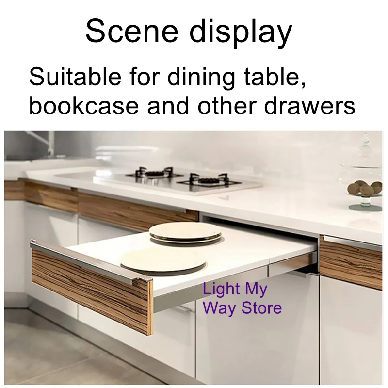 Hidden flat push multi-section telescopic folding rail hardware accessories multi-function cabinet dining table drawer slides