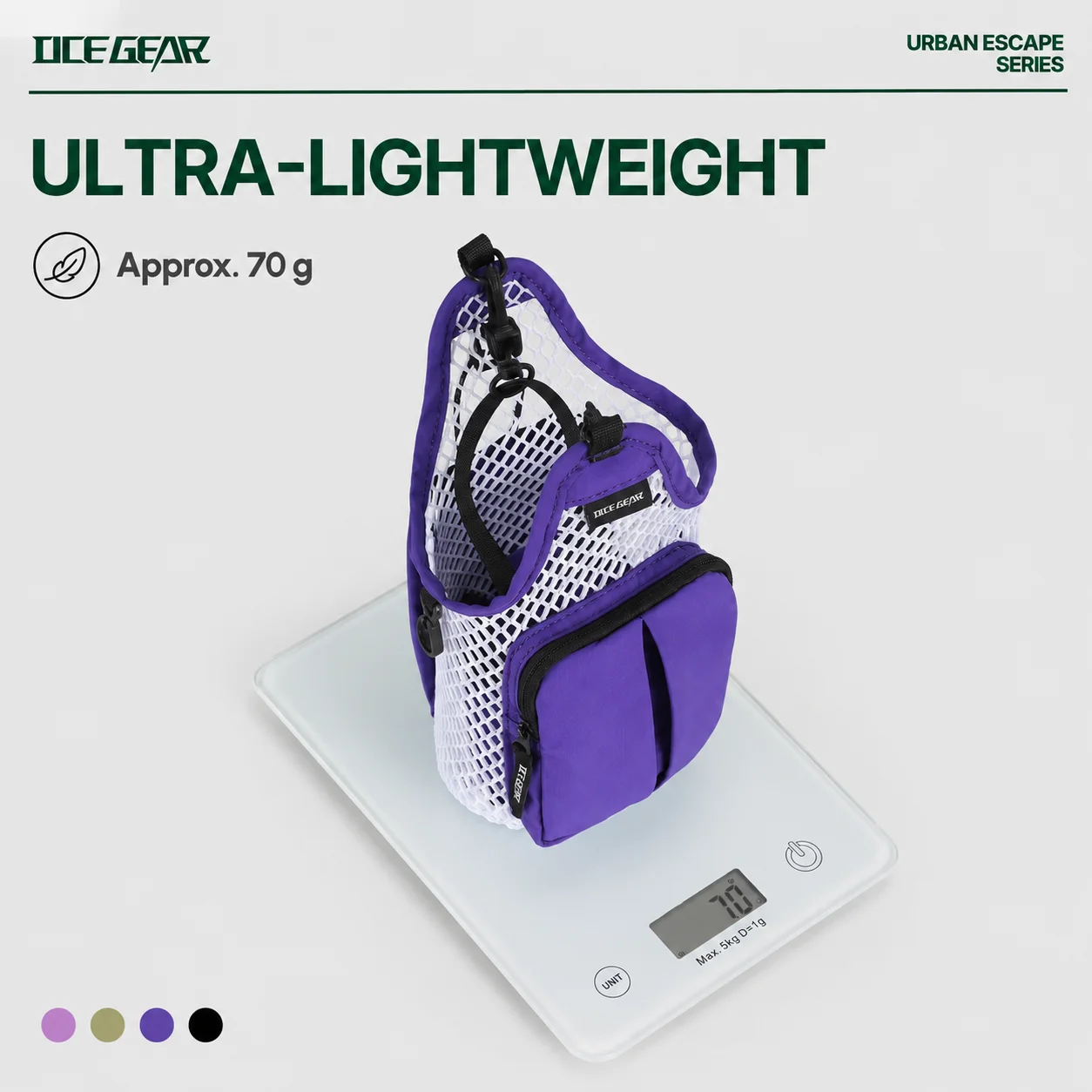 UHMWPE Mesh Water Bottle Bag 70g Ultra-light Hiking Shoulder Pouch with Phone Holder YKK Zipper Outdoor Sacoche Accessory Bag
