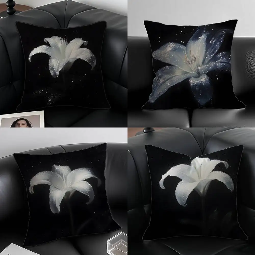 

Night Lily Art Painting Pillow Case Custom Printed Brushed Fleece Pillow, Baby Skin-Touch, Eco-Friendly Dye-Sublimation Cushion