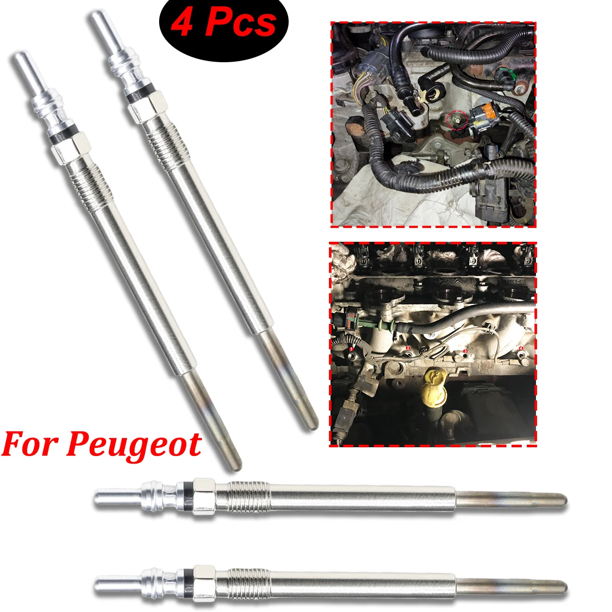 

5V Diesel Heater Nickel Plating Glow Plugs 1612736680 For Peugeot 308 CC SW 407 6D Coupe 6C SW 6D 6E 508 8D SW 8E 807 EB Expert