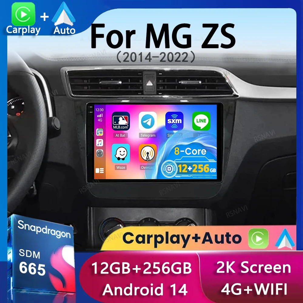 

Android 14 Carplay Auto Car Radio For MG ZS 2014-2022 Multimedia Video Player BT WIFI 4G LET GPS Navigation 2din DVD Stereo