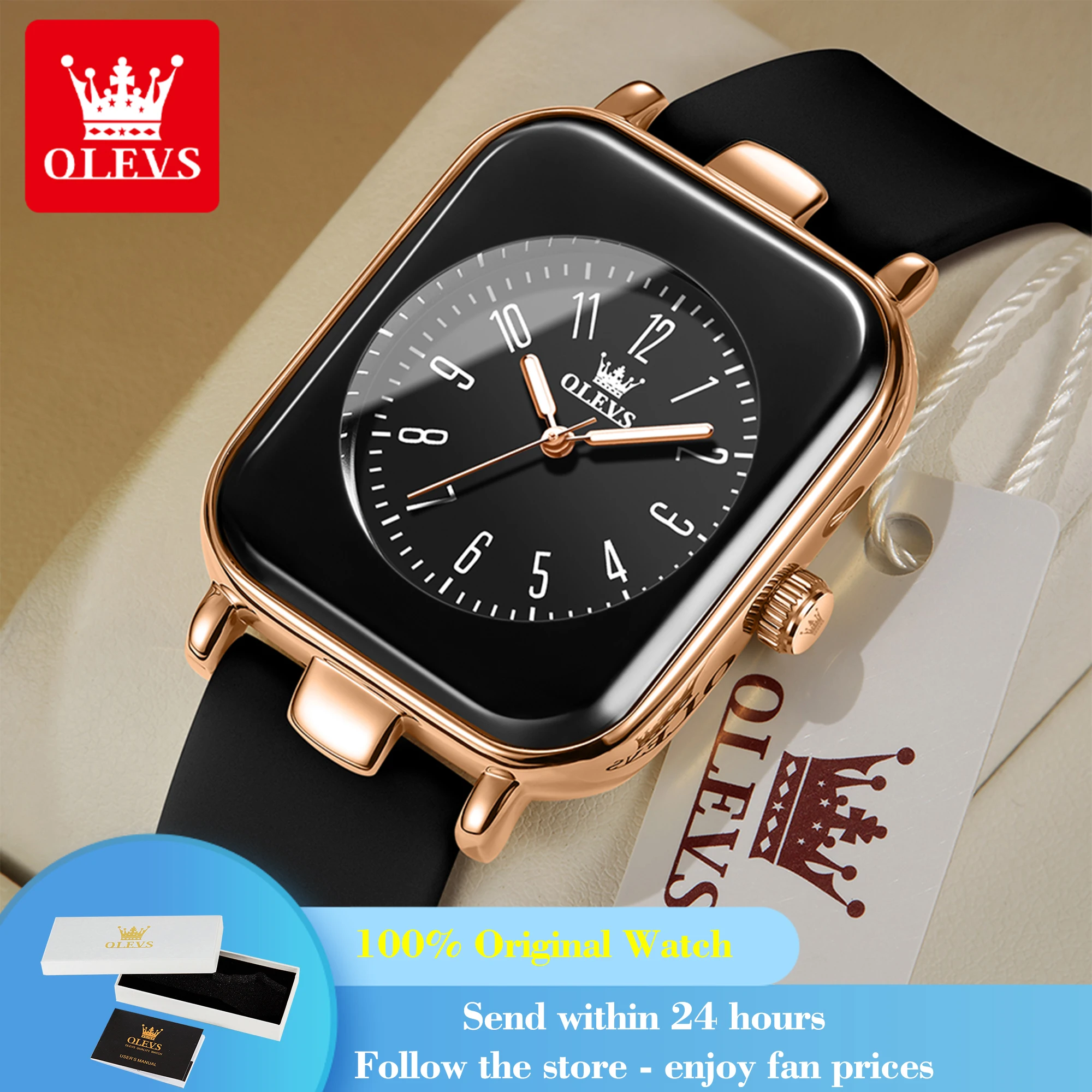 

OLEVS 9961 Quartz Watch For Women Fashion Number Scale Ladies Wristwatch Original Waterproof Silicone Strap Top Brand Watches