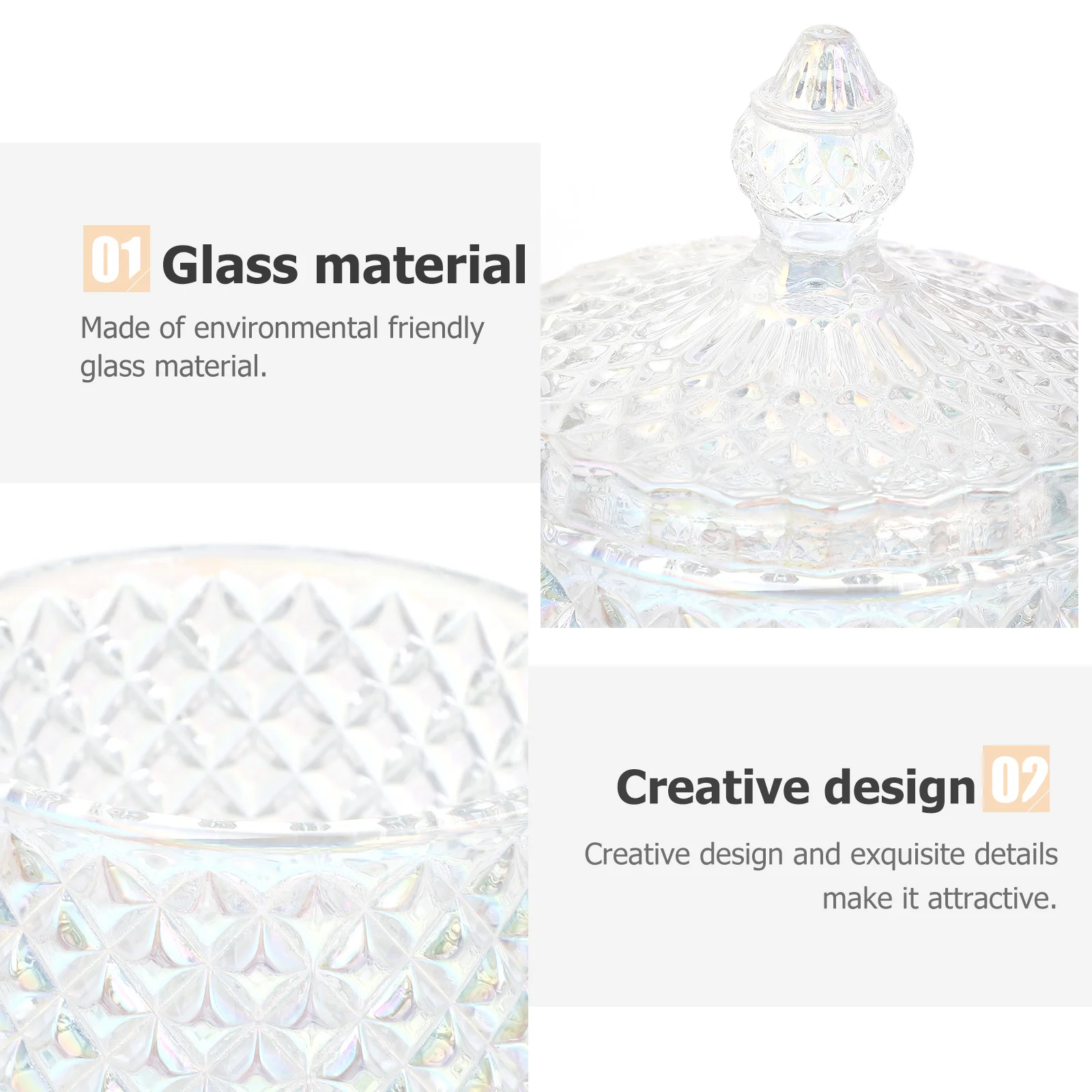 

Clear Glass Candy Dish Lid Transparent Storage Jar Sealed Container Snacks Food Storage Bottle Swab Holder