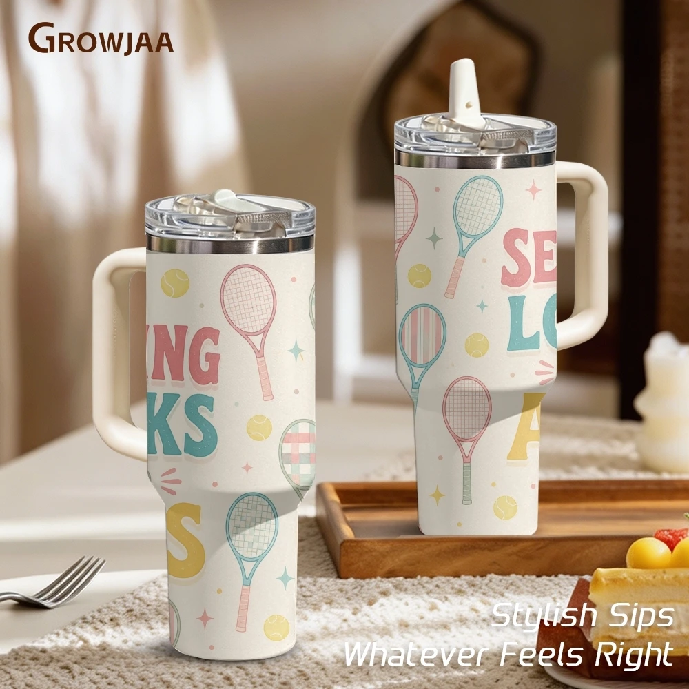 Tennis Tears Player Vacuum Flasks 40oz 3rd Gen Vacuum Insulated Stainless Steel Tumbler Cup With Handle Straw Lid For Gifts