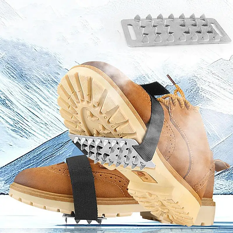 Mid-Sole Ice Cleat Ice Shoes Grippers with Adjustable Straps Stainless Steel Mid-Sole Shoe Spikes Shoes Boots Cleats for Men