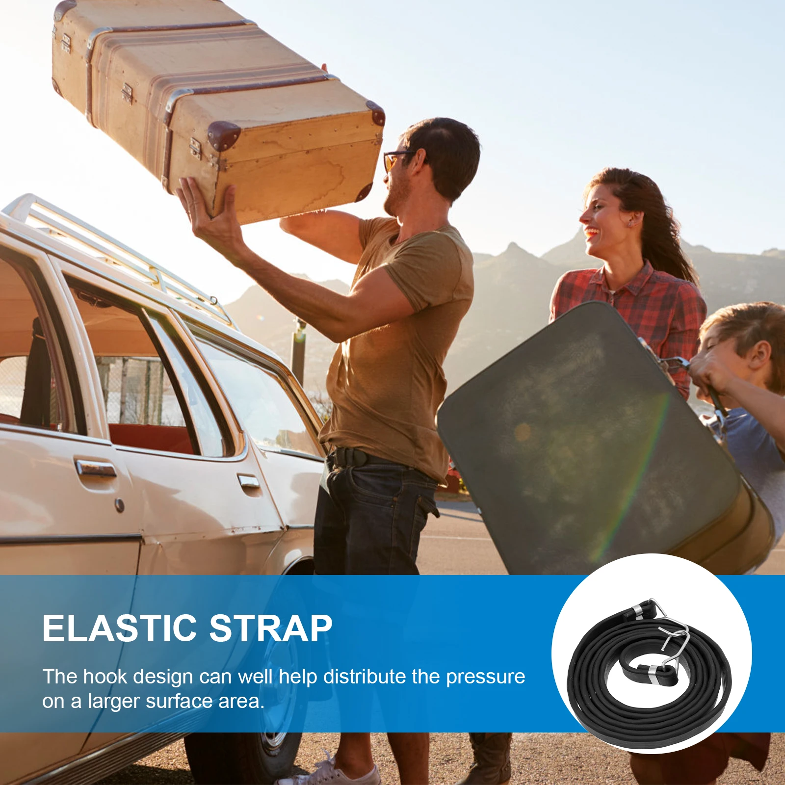 

2pcs High Elastic Luggage Strap Rubber Steel Bike Cargo Belt Fastening Fixing Rope For Motorcycles Trailers Boats Caravans