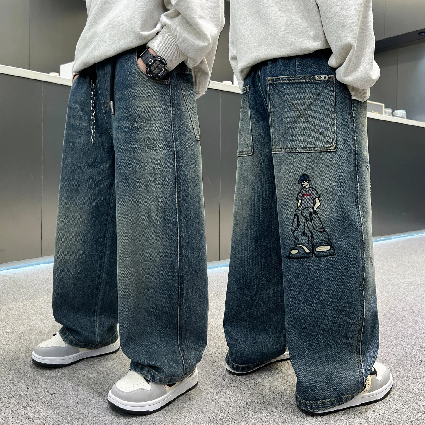 

2025 Autumn New Fashion Korean Soft Denim Trousers Comfortable Casual Wide Leg Pants