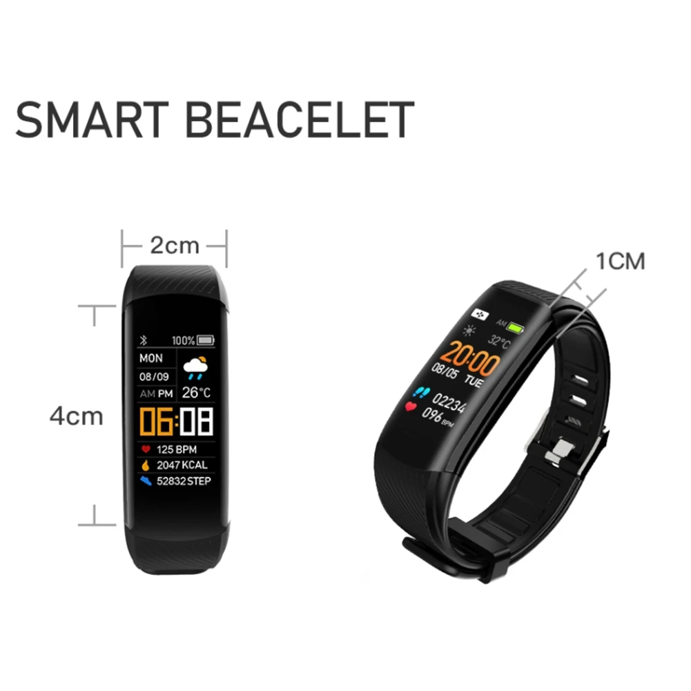 สร้อยข้อมือฟิตเนสวัดความดันโลหิต Pedometer สมาร์ท Heart Rate Monitor กันน้ําสุขภาพ Tracker นาฬิกา A