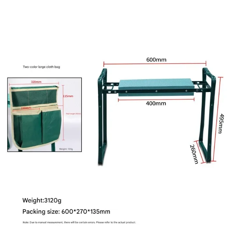 Garden Kneeler and Seat Heavy Duty Gardening Bench with 2 Tool Pouches EVA Foam Pad Foldable Stool To Prevent Knee & Back Pain
