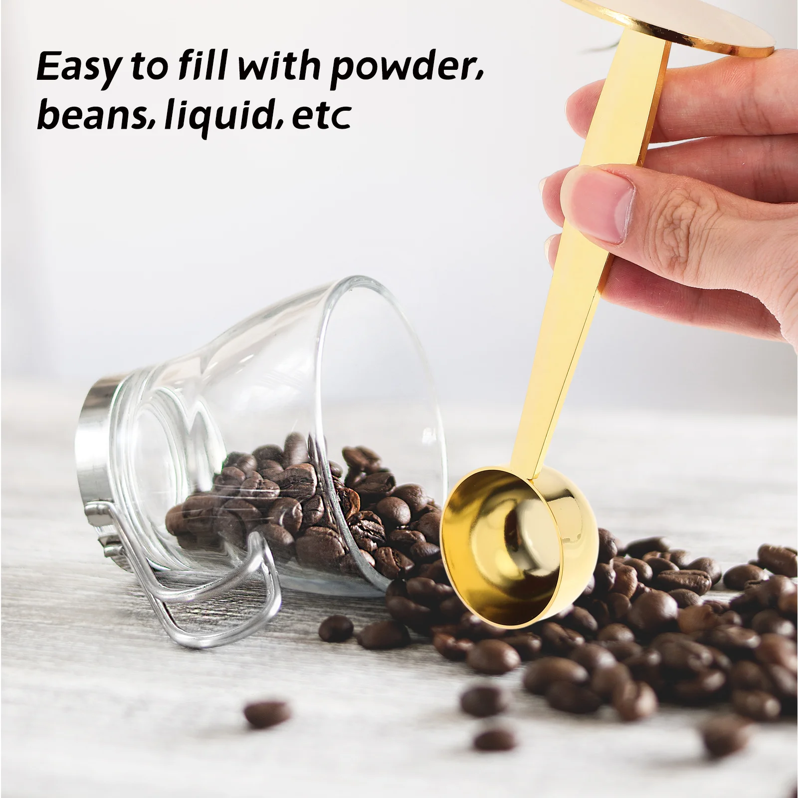 

Stainless Steel Coffee Measuring Spoon 2-In-1 With Pressed Bottom For Sugar Spice Protein Milk Tea Baking Kitchen Use