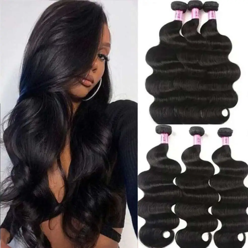 Human Hair Bundles Weave Brazilian Hair Bundles Loose Body Wave 3/4 Bundles Weft Virgin Raw Remy Hair Extensions For Women