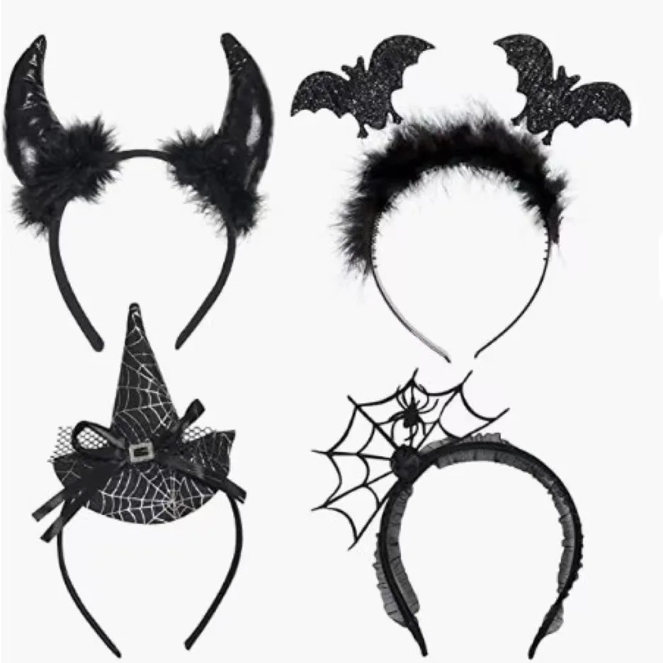 Serre-tête d'Halloween, Bandeau Chapeau de Sorcière, Araignée, Chauve-souris, Accessoire Cheveux pour Fête des Fantômes, Boucle de Tête, Joyeuse Fête d'Halloween