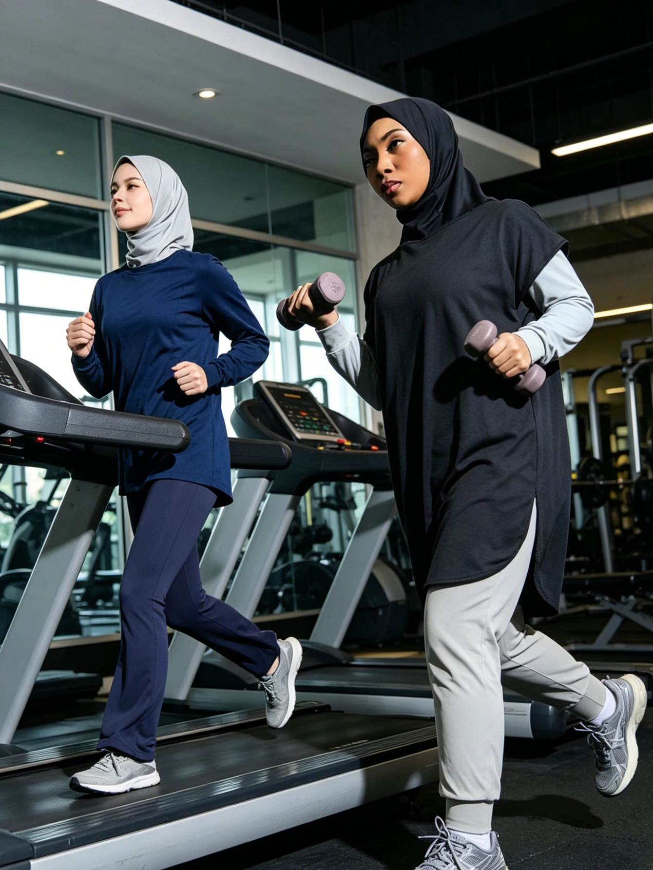 Gym Sport Hooded Hijab Quick-drying Scarf Instant Hijab for Muslim Women Easy Wear Sports Wear Woman Large Size