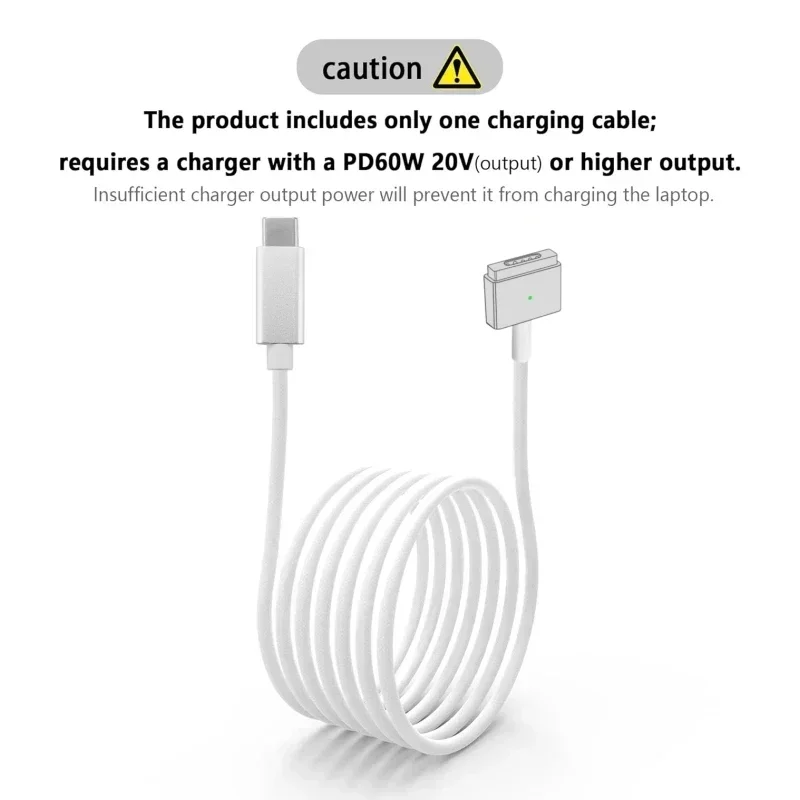 USB-C to Mag2 T-shaped Braided Charging Cable for MacBook Air/Pro, Fast Magnetic Charger Cord Compatible with 45W 60W 85W image 6