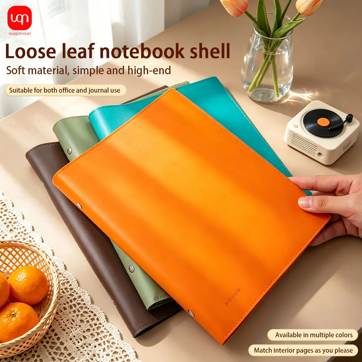 PU Leather Loose‑Leaf Notebook Cover A5 Refillable Binder Journal Shell Waterproof Soft Leather Planner Cover for Office  Note T