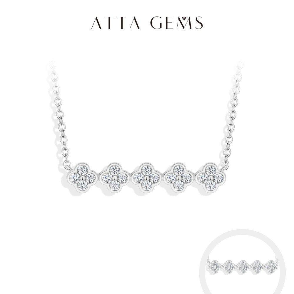 

ATTAGEMS Original New Five flower Moissanite Necklace for Women 925 Sterling Silver Fine Necklace Engagement Gift Wedding Jewely
