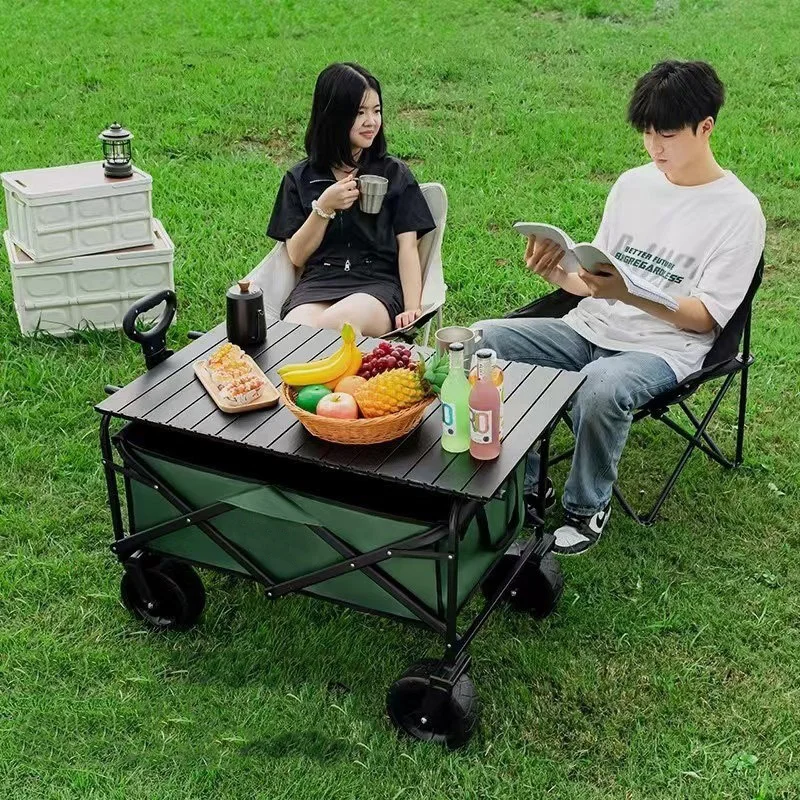 Foldable Four-Wheel Adjustable Carbon Steel Frame Eco-Friendly OEM Shopping Tools Outdoor Travel Picnic Cart Household Small - view 3
