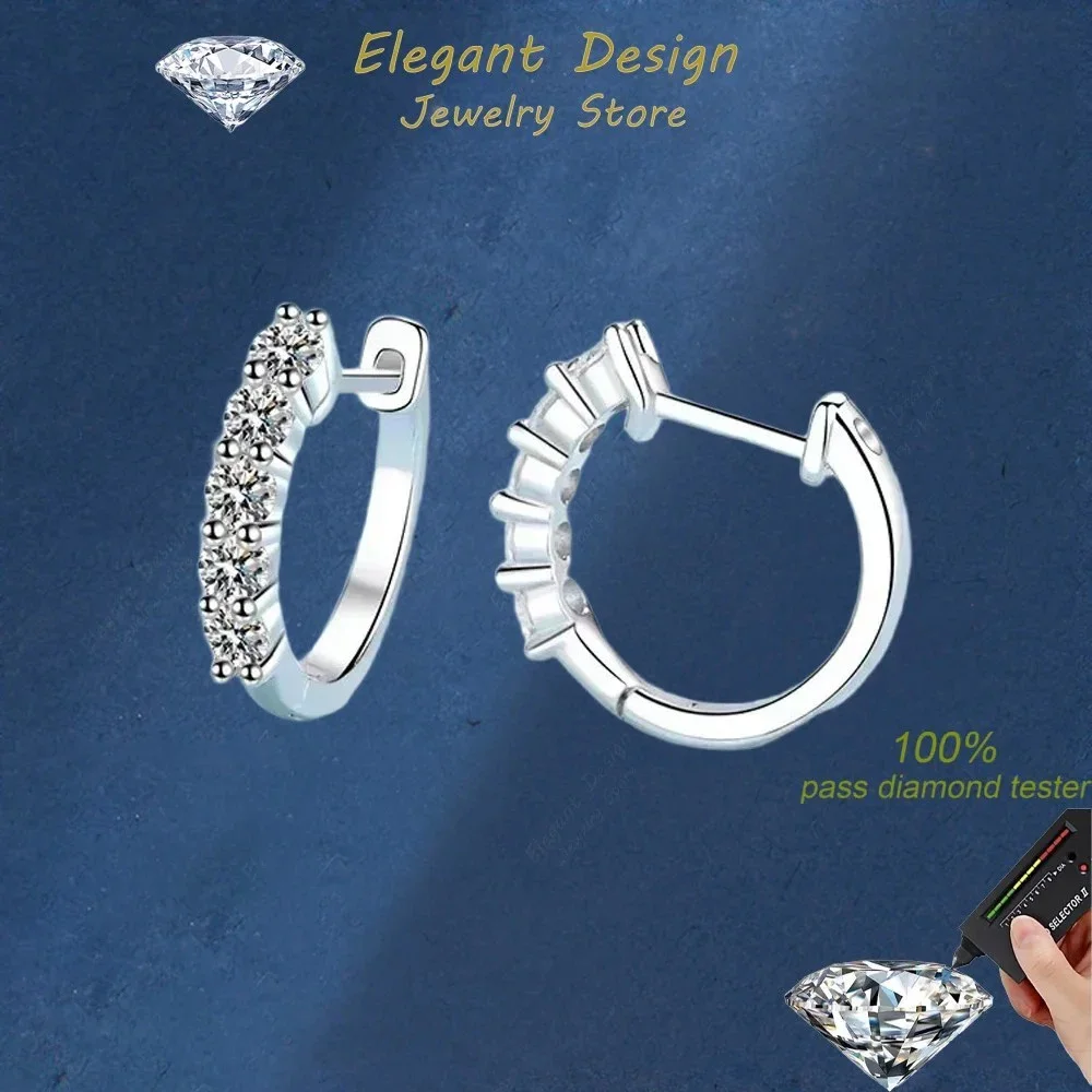 

Elegant Design 1ct Moissanite Diamond Hoop Earrings for Women, Classic Ladys Platinum PT950 Earring Jewelry Wedding New Style