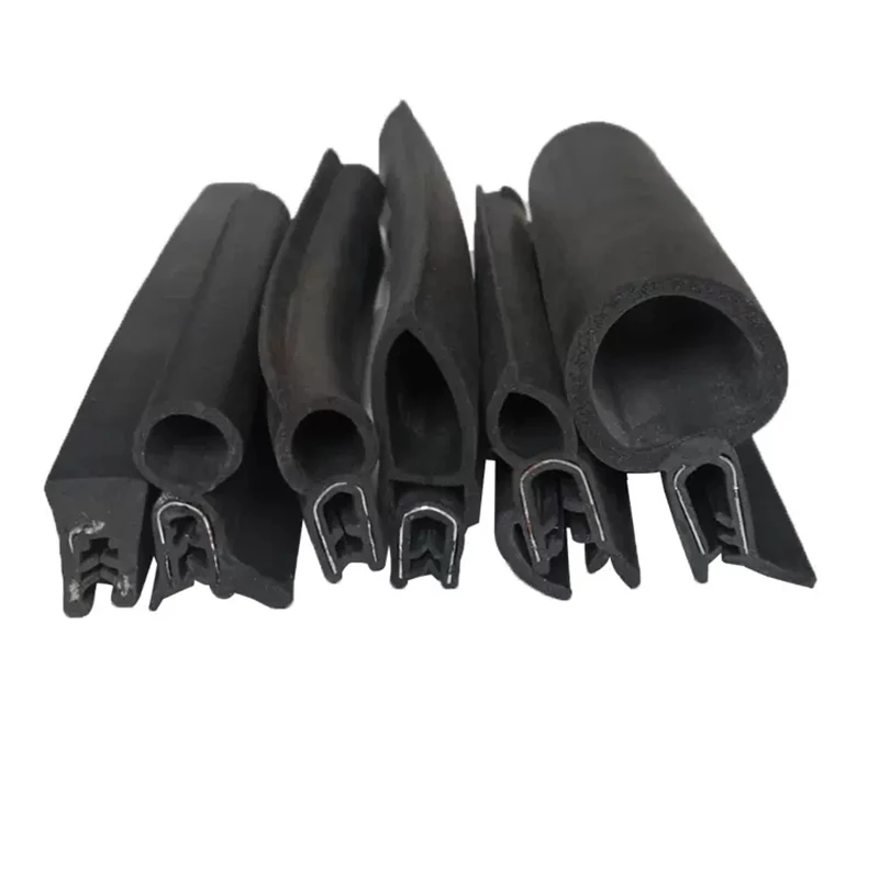 Rubber Seals Strip U Shape Add Steel with Bulb Top Foam Solid Rubber Compound Black