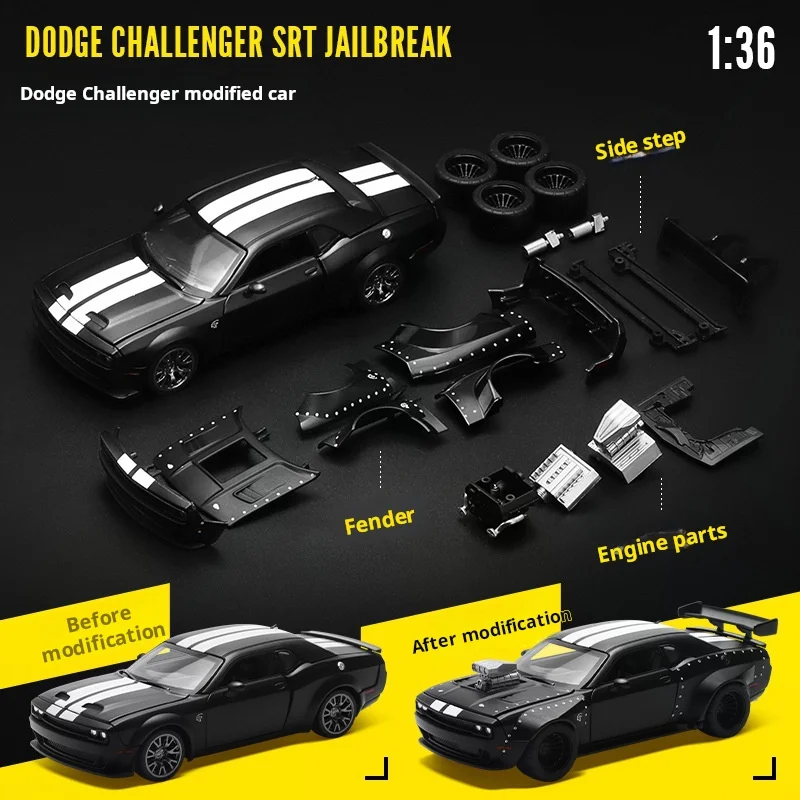   MSZ 1:36 Dodge Challenger voiture modifiée modèle de remplacement de voiture de sport jouet pour enfants et garçons Collection de voiture ornement