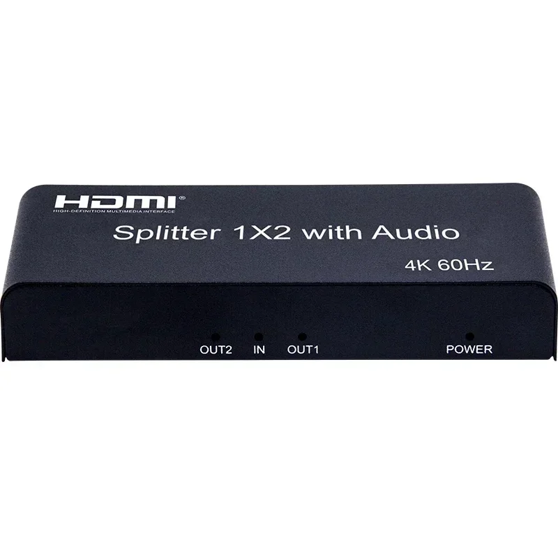 4K 60Hz 1x2 HDMI Splitter with Audio Extractor Video Converter 1 in 2 Out Dual Display Adapter for PS4 Laptop PC To TV Monitor