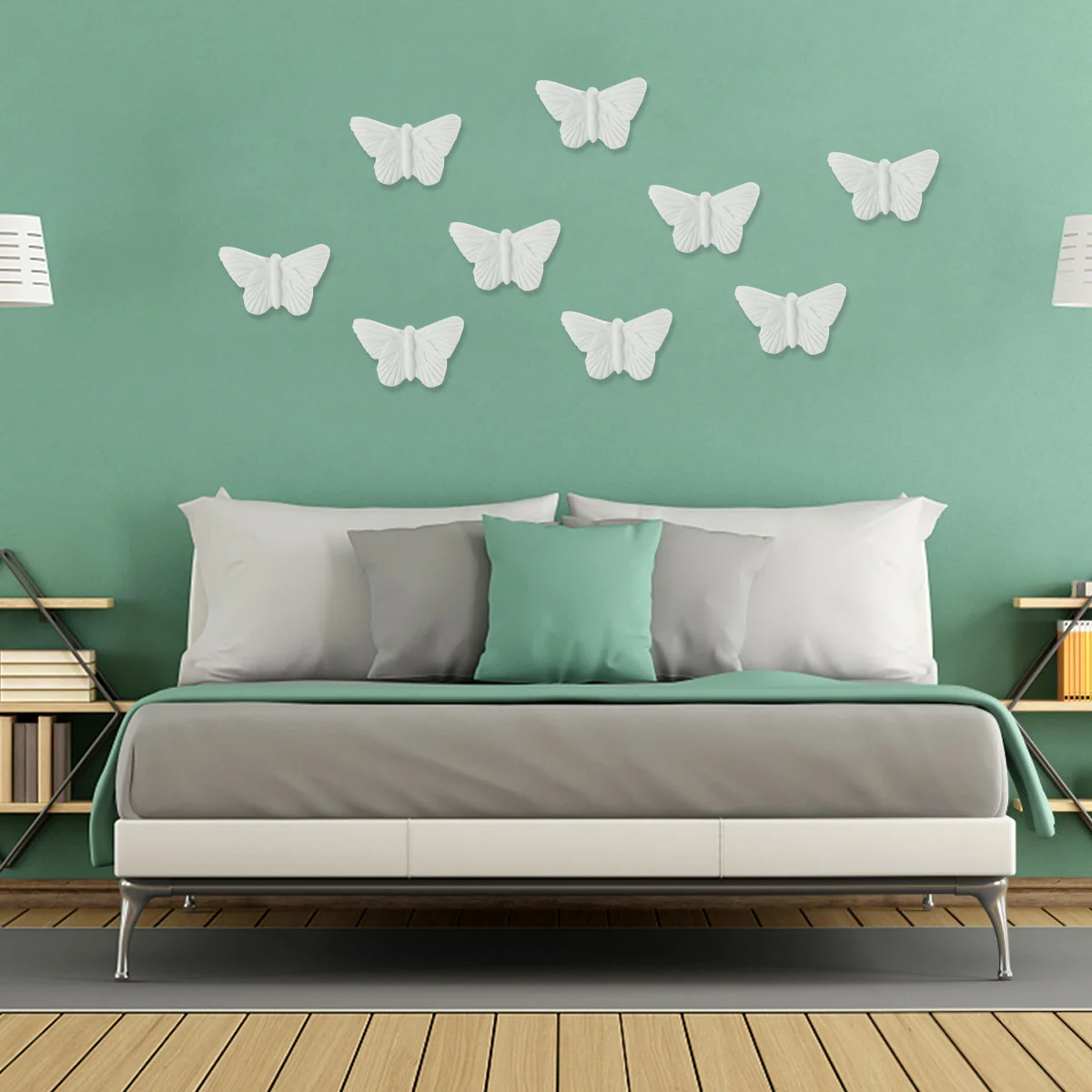 

Home Wall Art Decor Living Room Hanging Mounted Sculpture White 3D Ceramic Butterfly