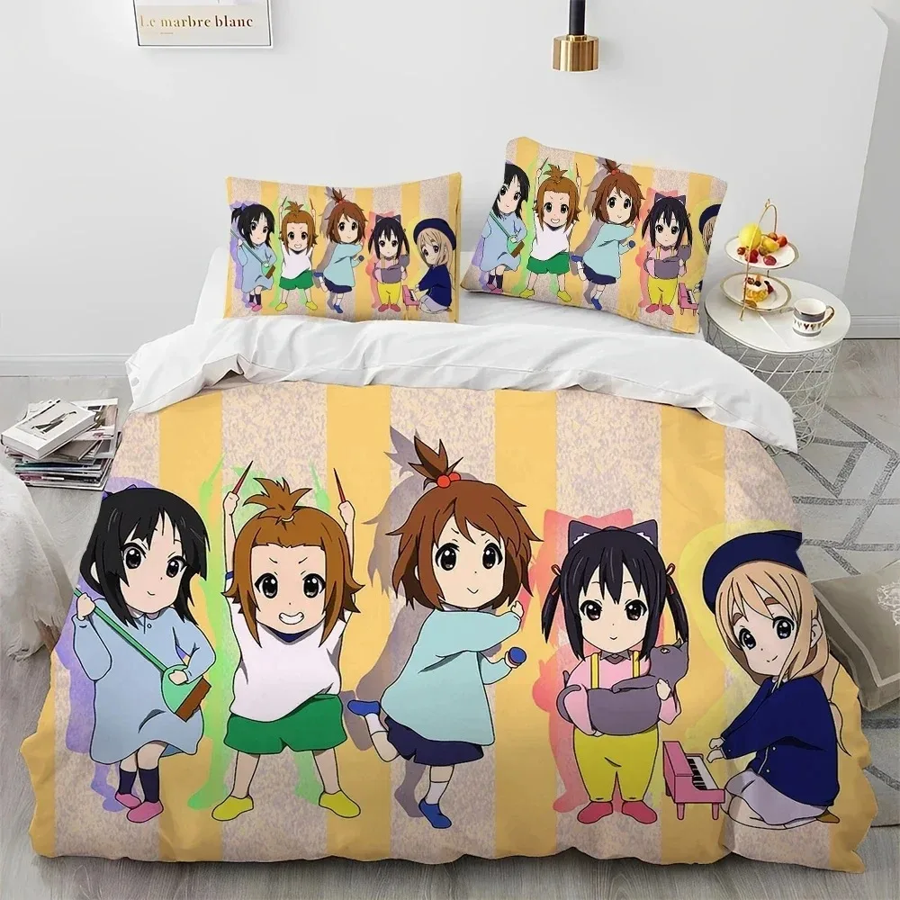 3D Print Anime K-ON Cute Kawaii Girl Bedding Set Duvet Cover Bed Set Quilt Cover Pillowcase Comforter king Queen Size Boys Adult