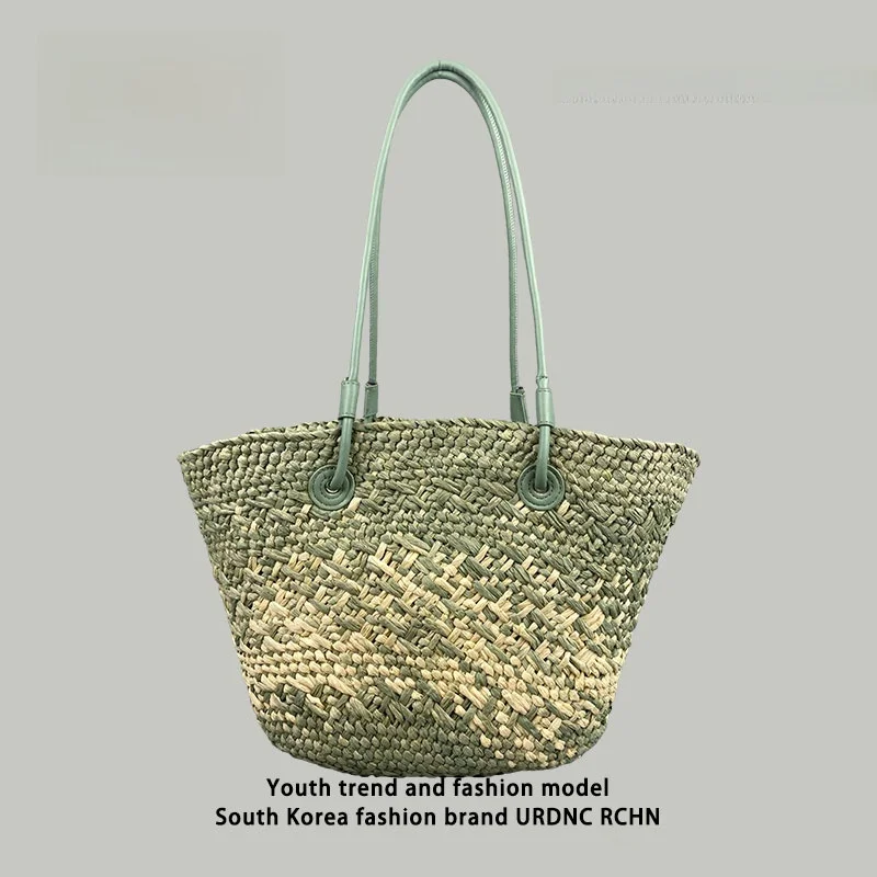 

URDNC RCHN Handwoven Large Capaci St Basket oulder Bag Women's 2025 New Sle Beach Tote Bag Underarm Single oulder Bag