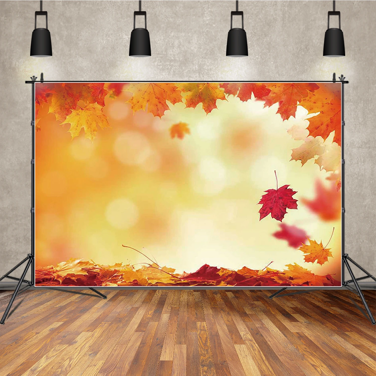 MOON.QG الخريف الشكر الخريف التصوير خوخه أوراق القيقب الذهبي بريق ضوء لامع المنتج صورة خلفية خلفية