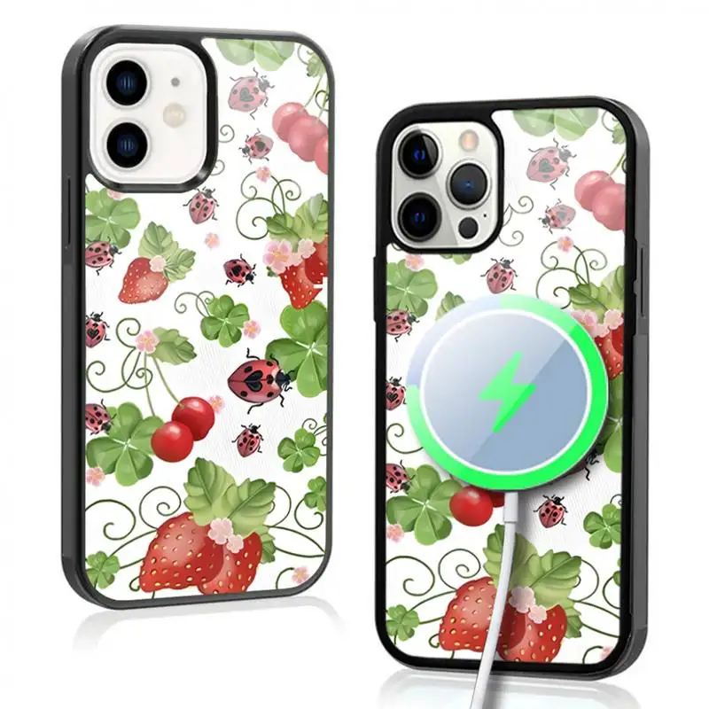 Bugs N' Berries Phone Case For IPhone 11 12 13 14 15 Plus Pro Max Mirror Acrylic Cover For Magsafe Wireless Charging