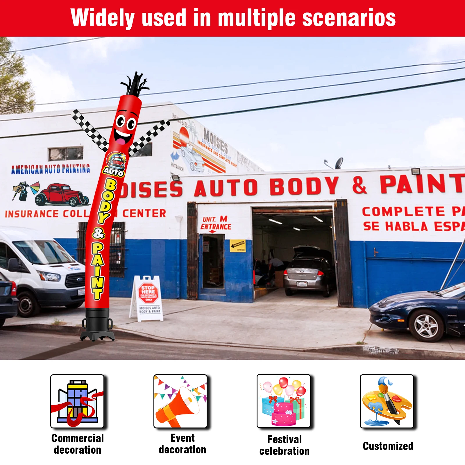 6/10/15/20FT Tall Inflatable Body Paint Dancing Guy for Outdoor Decoration Advertising(Blower Not Included)