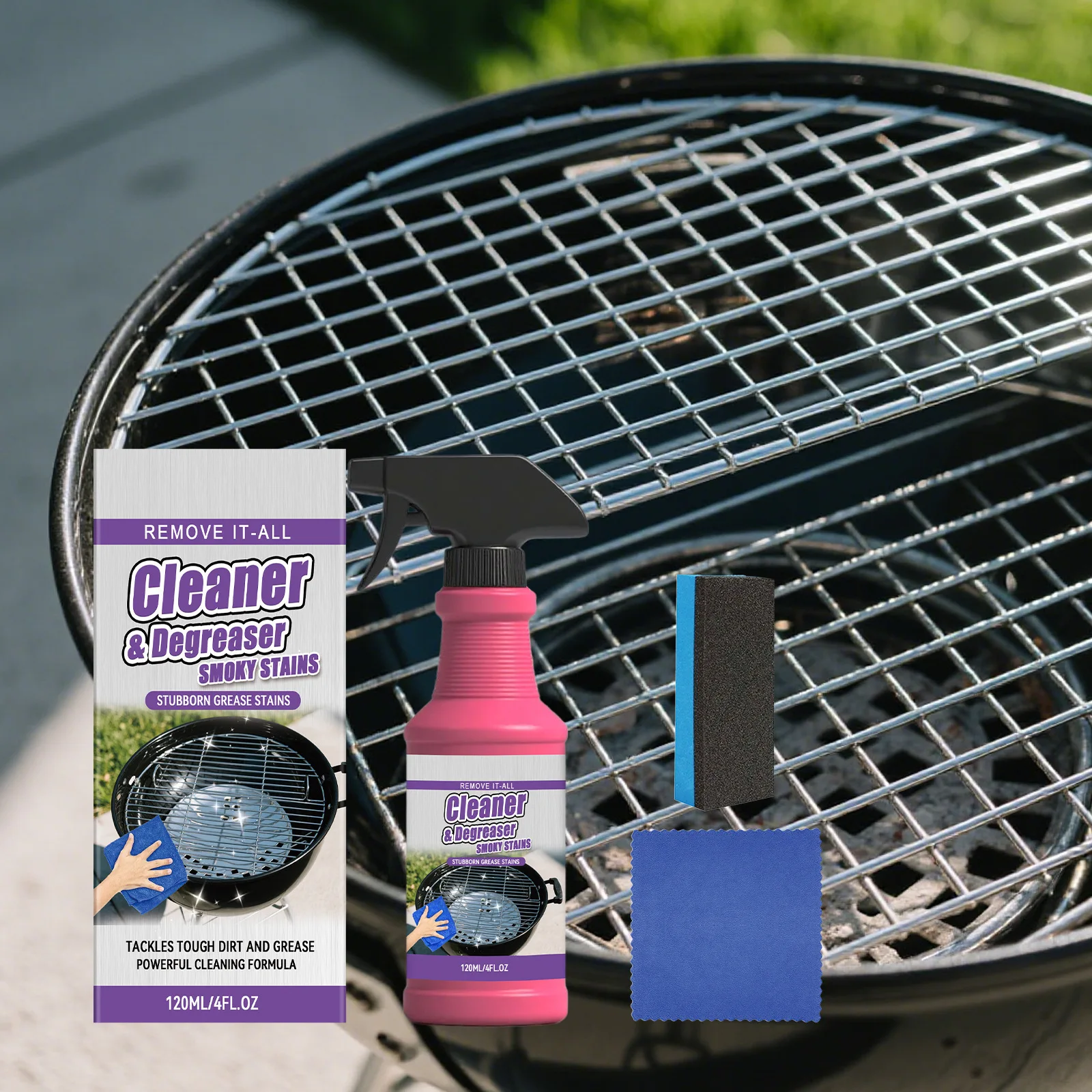 Grill Degreaser Spray 120ml Heavy Duty Cleaner For BBQ Stubborn Grease Smoke Stain Removal Oven Rack Kitchen