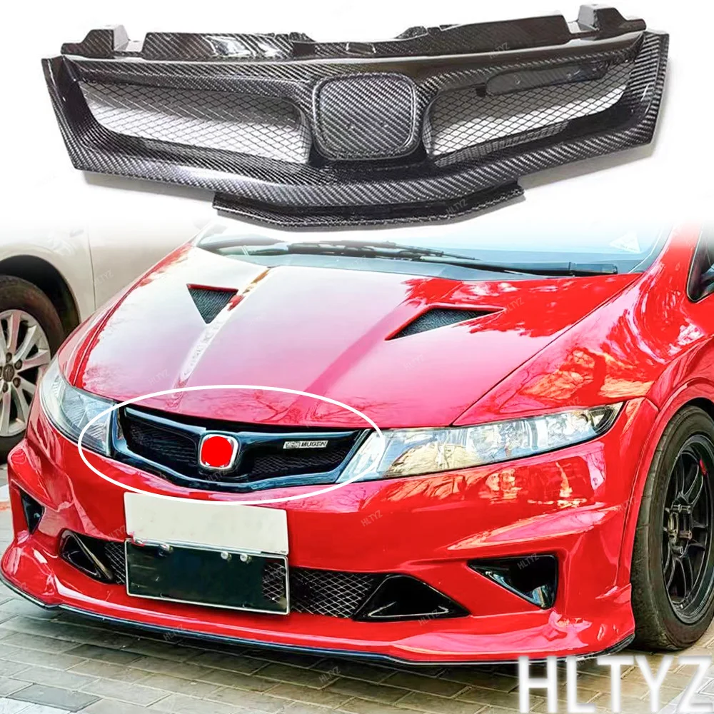 high-quality carbon fiber material upper front bumper intake hood grille mesh front grille For 2006-2012 Honda Civic FN2 TYPE R - view 3