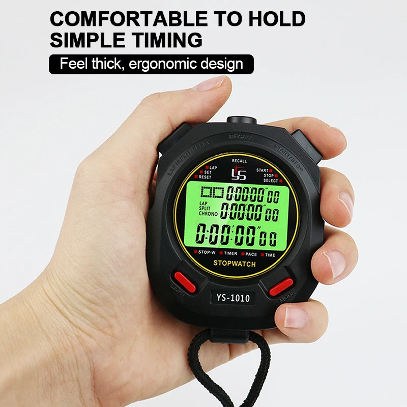 Digital Sports Stopwatch Timer 10/30/60/100 Track Professional Chronograph Counter LCD Training Handheld Luminous Stopwatch