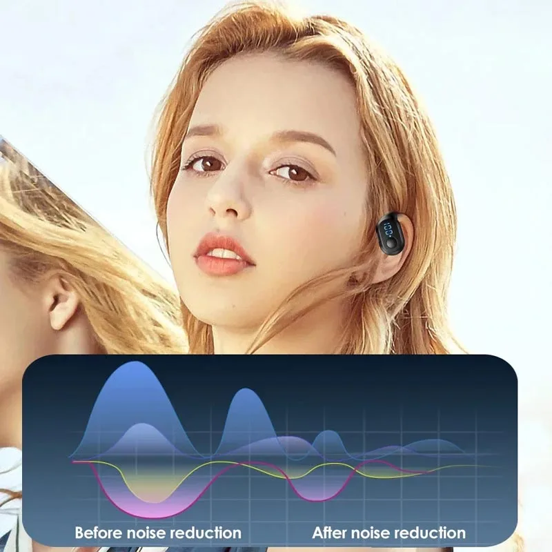 Bluetooth 5.3 fone de ouvido sem fio leve condução óssea fone de ouvido gancho display led hd chamada microfone som surround earbud