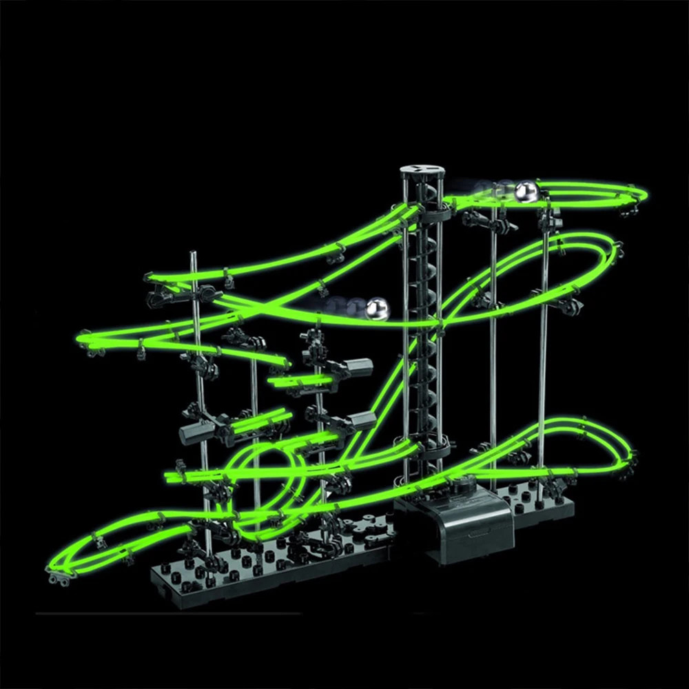 116-343Pcs Spacerail Roller Coaster Ball Toys Maze Race Track Games Operated Glows In Dark DIY Kid Science Educational Toy