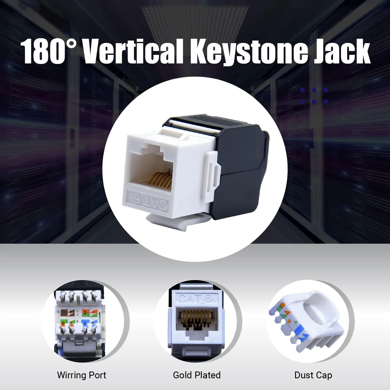 ZoeRax RJ45 Cat8 Cat7 Cat6A Shielded Keystone Jacks, RJ45 STP Tool-Less Type Zinc Alloy Module Shielded Keystone Jack Adapter image 2