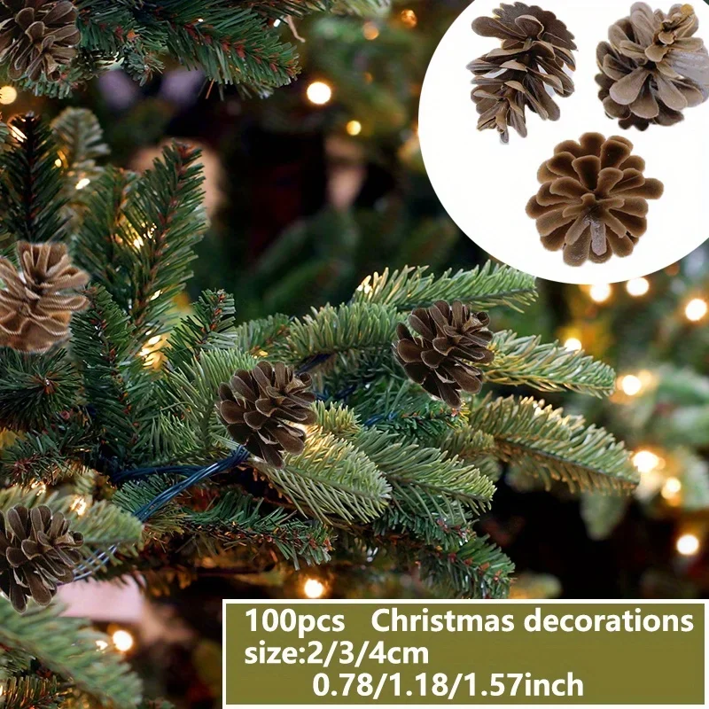 100pcs Christmas Decorations Plastic Simulation Pinecone Christmas Tree Decoration Christmas Crafts Accessories DIY Accessories