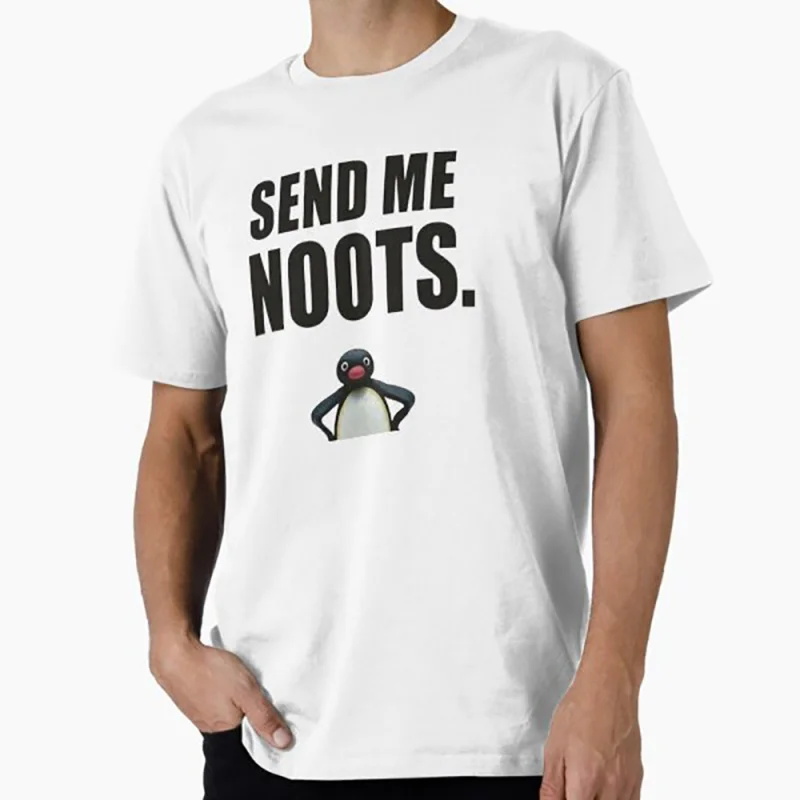 

0330 Noot Noot Pingu Meme Gift t shirt for men Funny cartoon Graphic Clothes 100% cotton printed Y2K clothing Large size tee