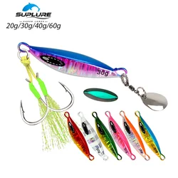 SUPERLURES-señuelo de pesca Jigging con cola giratoria, 20g-60g, de hundimiento rápido, para agua salada, con gancho y cuchara, novedad de 2024