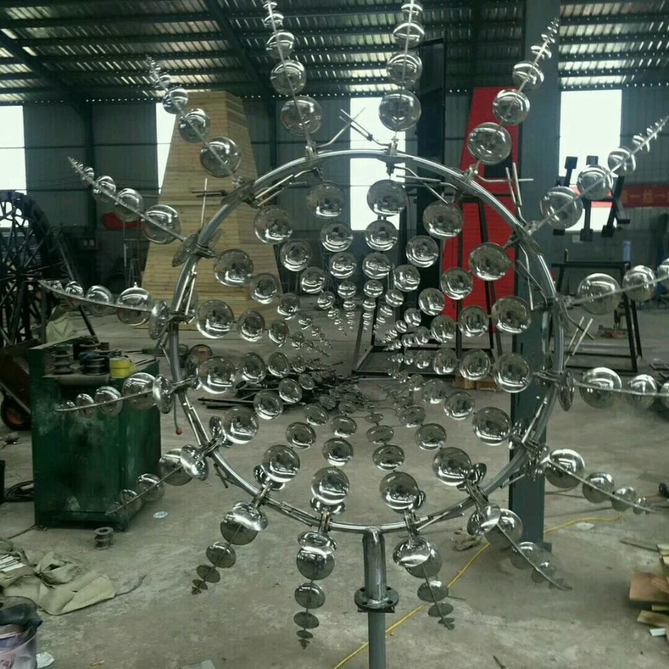 Hot Sale Modern Polished Outdoor Garden 2 M Diameter Metal Stainless Steel Customizable Wind Kinetic Sculpture