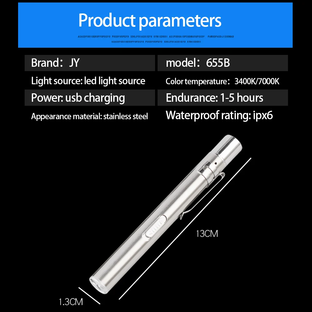 Linterna pequeña recargable con forma de bolígrafo para médicos y enfermeras, doble fuente de luz LED, amarilla y blanca, verificación de pupila, oreja, nariz y th