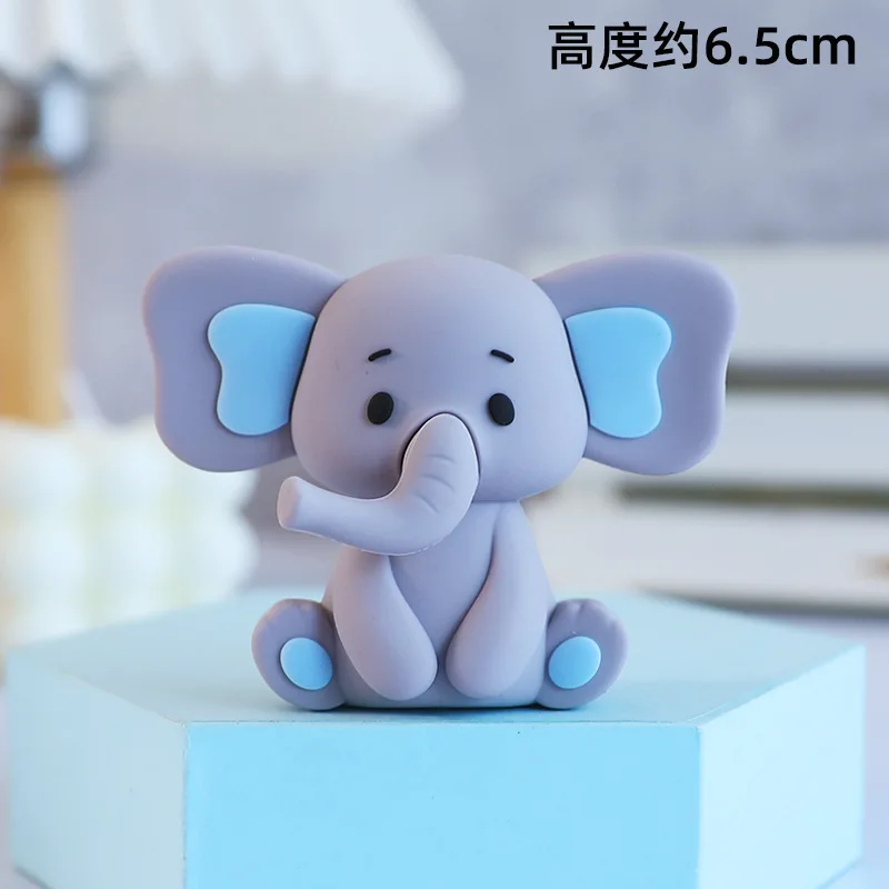 Cake Topper Baby Shower Cartoon Elephant Doll Ornament Gray Elephant Children Cake Home Decoration Kids Happy Birthday Gifts