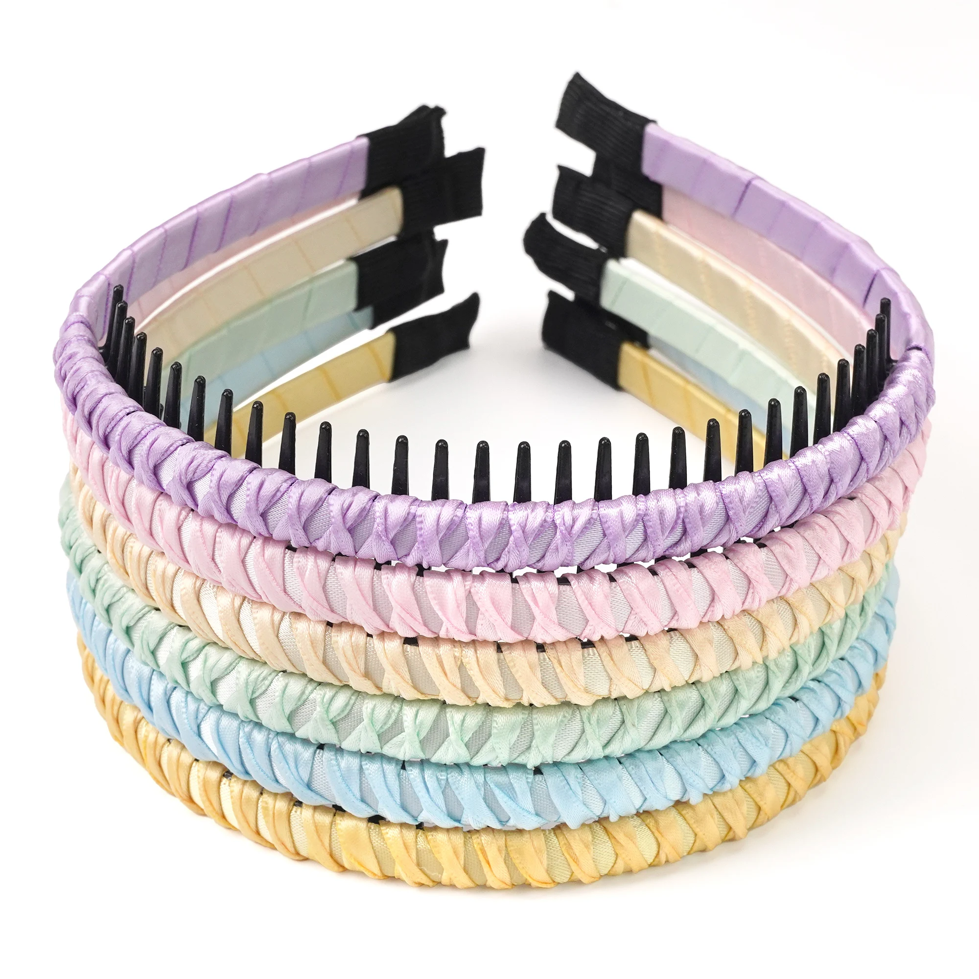 

6pcs Non-Slip Girls Hair Hoops for Skincare - Grip-Tab Teeth Design Secure Hold Pastel Colors Makeup Shower