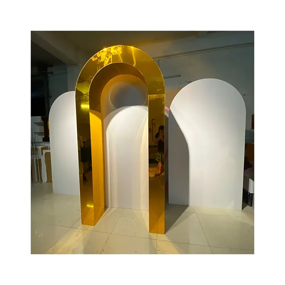 B-43 Luxury Gold Acrylic Door Gate Wedding Arch Backdrop Panel Birthday Decor Acrylic Background Wall