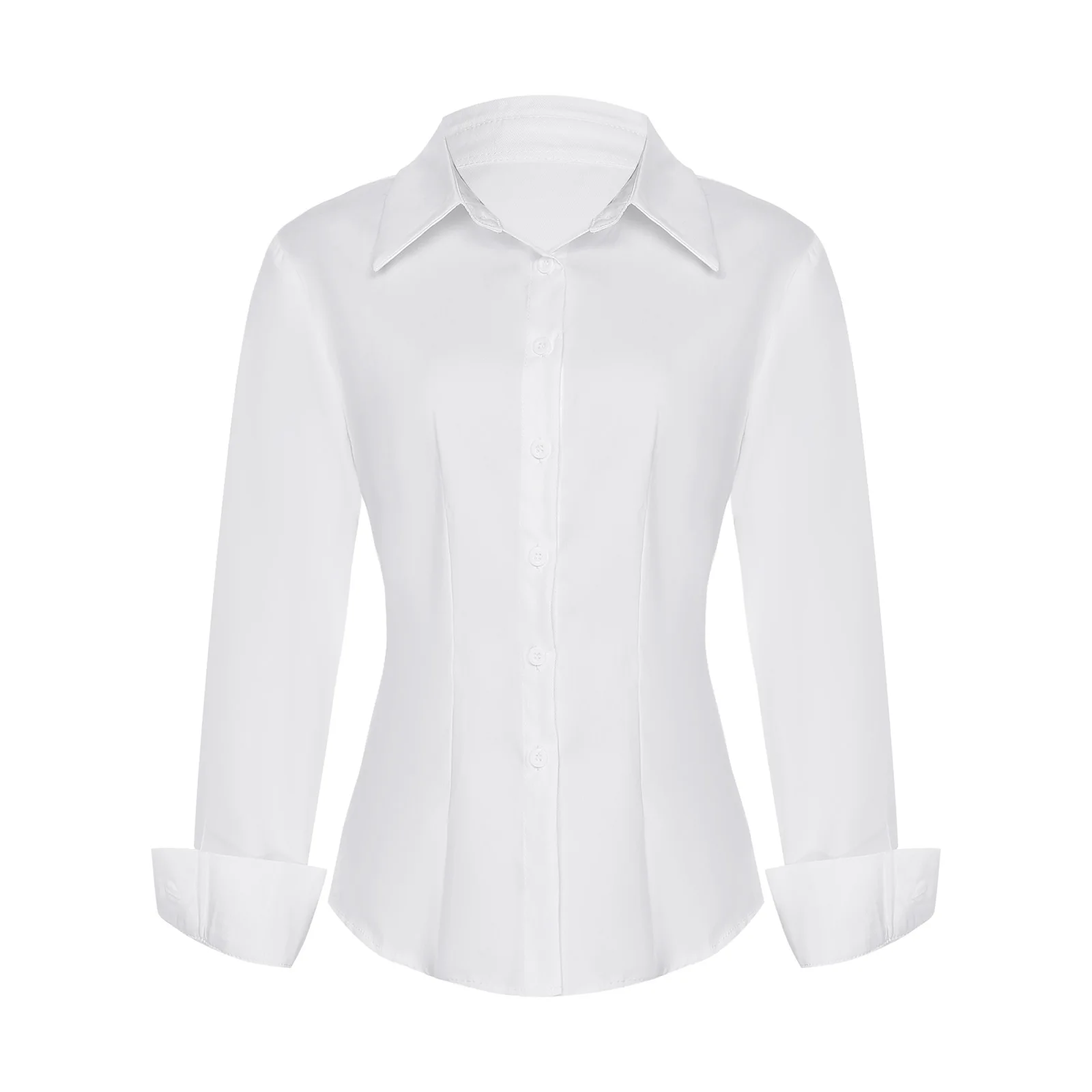 Camisas femininas ol camisa de manga longa lapela botão para baixo blusa femme rendas voltar magro básico topos trabalho de negócios roupas femininas do escritório